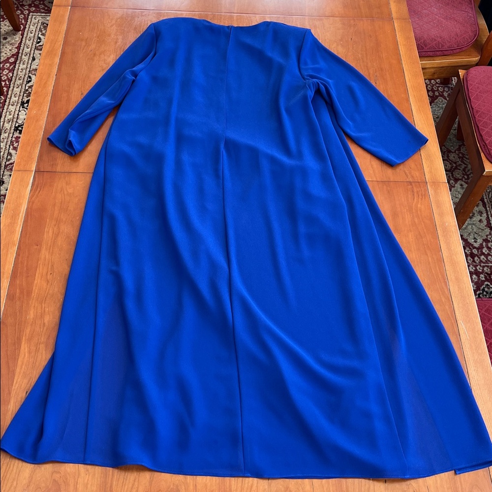 After Dark Vintage Long Sleeve Maxi Cape Dress, Royal Blue with Lace Detail 18WP - Picture 7 of 16